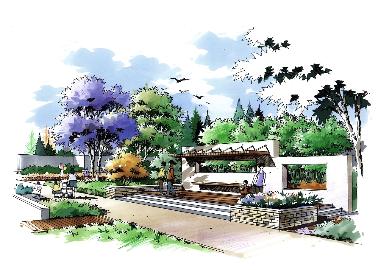 园林手绘设计优秀作品案例欣赏(五) 建筑工程设计